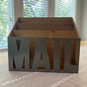Wood and Metal 3 Slot Mail Bin